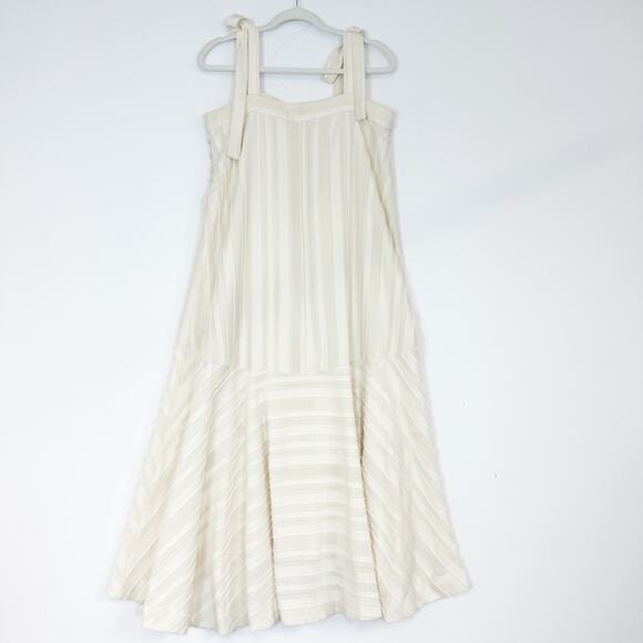 En Saison Laurent Midi Dress Cream Textured High Low Sleeveless Women's Large - Picture 6 of 16